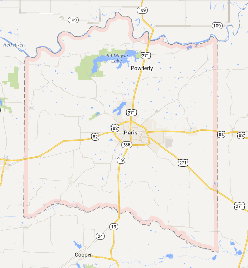 map of Lamar County, Texas